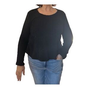 Chris and Carol Black Teddy Bear Semi Cropped Sweater